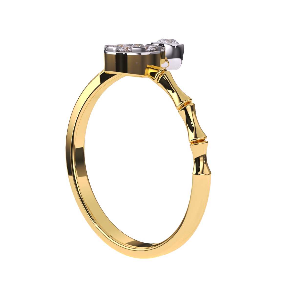 Charming Bypass Diamond Bamboo Ring